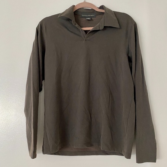 Banana Republic - Men's Collared Brown Sweater Polo Sweatshirt - Picture 1 of 3